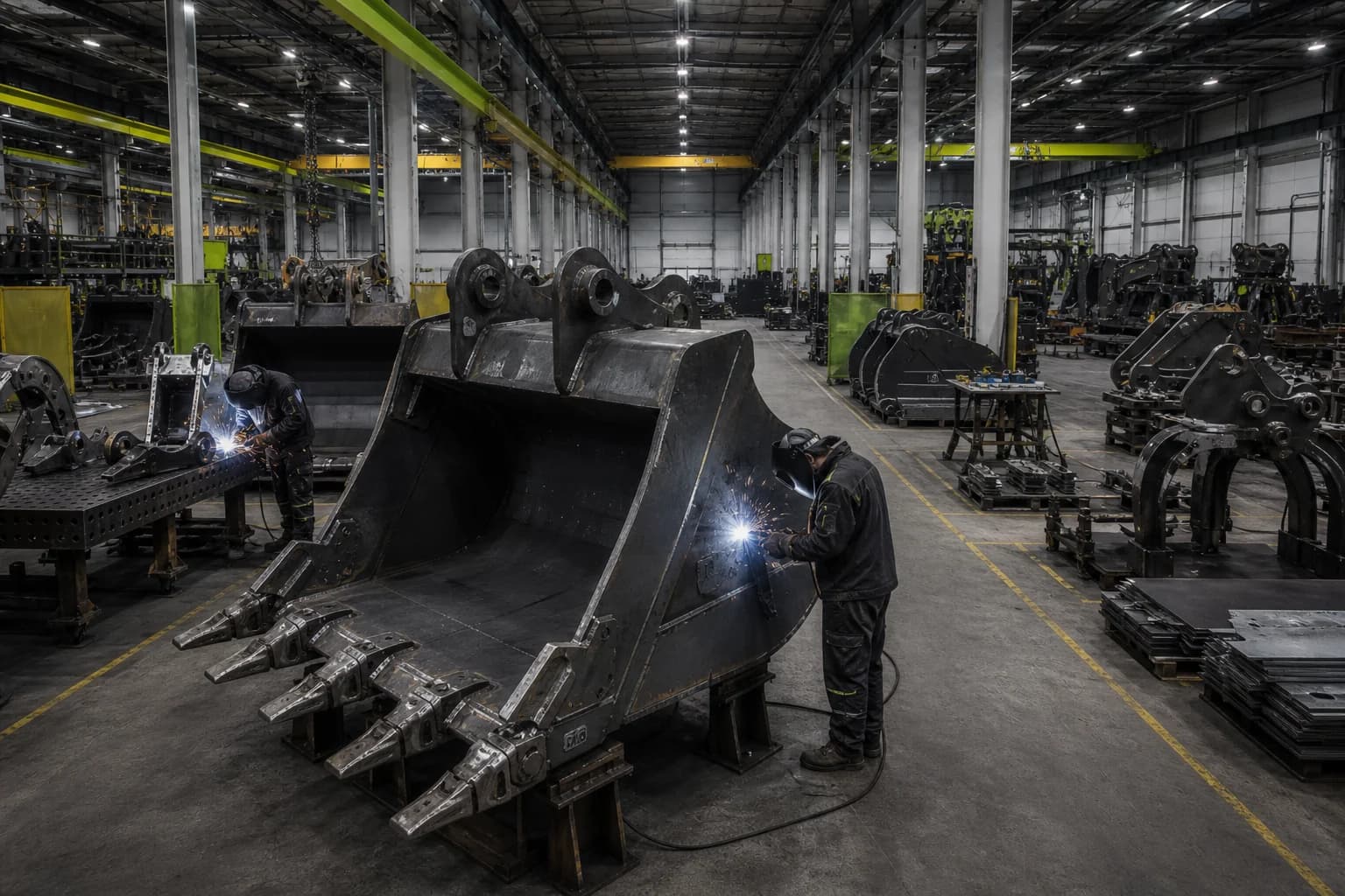 PINSHENG excavator attachment manufacturing and fabrication workshop